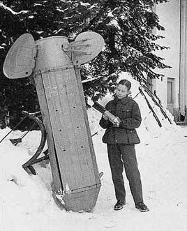 Unexploded Soviet rotationally dispersing incendiary bomb, 'Molotov bread basket', in a Finnish city, 1940