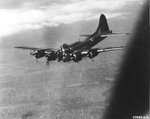 B-17G Fortress “Mizpah” took a direct AAA hit in the nose on mission to Budapest, 14 Jul 1944. 2 were killed instantly but the pilot held her level long enough for crew to get out & become POW