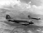 C-47 Skytrains of the 81st Troop Carrier Squadron loaded with paratroopers on their way for the invasion of southern France, Aug 15 1944