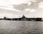 USS Intrepid moored behind USS Enterprise at Ford Island, Pearl Harbor, Territory of Hawaii, Aug 1944