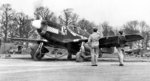 P-51B Mustang “Shangri-La” of the 336th Fighter Squadron runs its motor up at RAF Debden, Essex, England, UK; 1944-45. Photo 2 of 2.