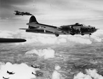 B-17F “Mary Ruth - Memories of Mobile” and the 401st Bomb Squadron flying toward the German U-boat pens at Lorient, France, May 17 1943. This photo was taken from B-17 “Memphis Belle” on her last combat sortie.