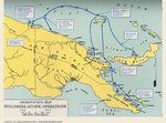 Map of eastern New Guinea showing Allied troops movements relating to the Hollandia-Aitape landings, Apr 1944.