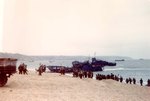 US forces rehearsing for the Normandy landings at Slapton Sands, Devon, England, UK, Apr-May 1944. Note the M4 Sherman Duplex-Drive tank at left.