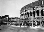 US Army soldiers march past the Colosseum in Rome, Italy, shortly after the German forces departed, Jun 5 1944.