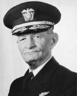 Portrait of Vice-Admiral John S. McCain, Feb 1945. Note the pre-1941 cap emblem with the left-facing eagle. McCain was known to resist 1941 cap update.