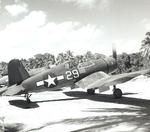 F4U-1A Corsair flown by Lt(jg) Ira Kepford of Navy Squadron VF-17 at Ondonga Field, New Georgia, Solomons, 1944.