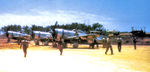 P-47N Thunderbolts of the 19th Fighter Squadron running up their engines at Ie Jima, Japan, circa June 1945.