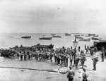 US Army troops participating in a landing exercise in southern England, United Kingdom in preparation for the Normandy invasion, circa May 1944. Note LCVP landing craft.