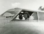 WASP pilot Dawn Seymour at the controls of a B-17 Fortress, circa 1944, location unknown.