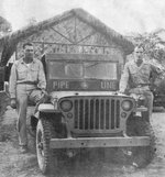 Jeep working the Ledo Road assigned to the pipeline project that built a fuel pipeline to China alongside the Ledo Road, 1944
