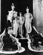 Coronation portrait of King George VI, Queen Elizabeth, and the Princesses Elizabeth and Margaret of the United Kingdom, London, England, United Kingdom, 12 May 1937.