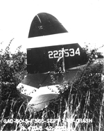 A P-47D Thunderbolt that crashed on take-off, Halesworth, Suffolk, England, United Kingdom, 7 Sep 1943. Photo 3 of 3.
