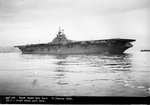 Carrier Franklin off the Puget Sound Navy Yard, Bremerton, Washington, United States, 31 Jan 1945 after repairs from a Japanese special aircraft attack.