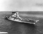 USS Lexington (Lexington-class) underway and recovering aircraft, circa 1937 to 1939