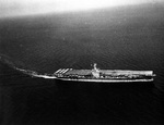 USS Ranger underway in 1942 painted in the unusual Measure 12 paint scheme.