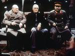 Churchill, Roosevelt, and Stalin at the Livadia Palace in Yalta, Russia (now Ukraine), Feb 1945, photo 4 of 4