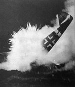 The exact moment when a Bf 109 fighter crashed into the ground, 1944