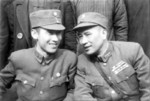 Bai Chongxi (right) observing the Japanese surrender ceremony at the Forbidden City, Beiping, China, 10 Oct 1945