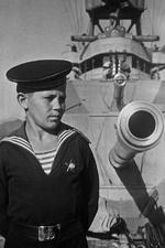 Soviet naval cadet with Order of the Red Star medal on his chest, Sevastopol, Russia, 1944