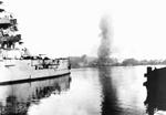 German battleship Schleswig-Holstein bombarding Westerplatte, Danzig, 1 Sep 1939. Photo 2 of 2.