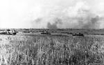 German tanks and armored vehicles on the battlefield at Kursk, Russia, 28 Jul 1943.