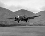 A US Navy PV-1 Ventura patrol bomber of Bombing Squadron VB-136 taking off from Attu, Aleutian Islands, Alaska, Nov 1944