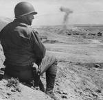 Geroge Patton observing the battlefield, Tunisia, early 1943