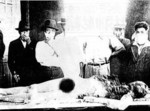 Autopsy being performed on a Japanese civilian victim of the Jinan Incident, Jinan, Shandong, China, circa 3 May 1928, photo 3 of 3