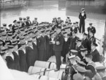 Admiral Percy Noble speaking to crew of HMS Stork at Liverpool, England, United Kingdom, mid-Dec 1941