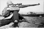 German sniper with Kar98k rifle, France or Belgium, 1943-1944