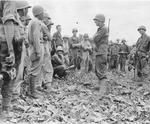 Lieutenant General Joseph Stilwell speaking with US and Chinese officers, Myitkyina, Burma, 18 Jul 1944, photo 1 of 2