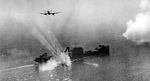 British Beaufighters of RAF 236 Squadron and RCAF 404 Squadron making a rocket attack on the heavily armed German mine detector ship Sauerland off La Pallice France, 12 Aug 1944. Photo 1 of 2