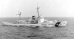 United States Coast Guard Cutter Spencer underway in the Atlantic in a more familiar Coast Guard paint scheme, 1971.