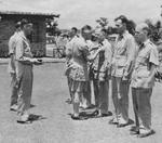 Lieutenant General Joseph Stilwell awarding the Purple Heart medal to Major Gordon S. Seagrave, India, mid-1942