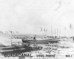 Wrecked Japanese landing craft, Gavutu Beach, Guadalcanal, Aug-Sep 1942