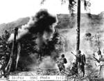 US Marines fighting on Saipan, Mariana Islands, Jun-Jul 1944. Note M1A1 flamethrower.