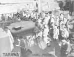 Religious service for US Marines aboard a Heywood-class attack transport ship, Tarawa, Gilbert Islands, late Nov 1943 (either the USS Heywood or the USS William P. Biddle).