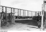 Entrance of Drancy concentration camp, Aug 1941; note French gendarme on guard