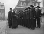 Chinese cadets in a British naval academy being reviewed by members of a Chinese diplomatic mission, escorted by Royal Navy Commodore A. W. S. Agar, 1943-1945