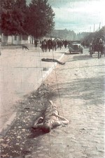 Dead bodies along a street in Kiev, Ukraine, 1 Oct 1941