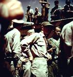 Rear Admiral Robert B. Carney at Yokosuka Naval Base to accept the surrender of the base, Yokosuka, Japan, 30 Aug 1945