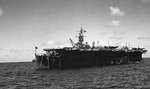 USS Independence anchored in Bikini Atoll as a target ship for the Operation Crossroads atomic bomb tests, Jul 1946.