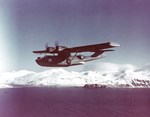 PBY-5A Catalina aircraft of US Navy Patrol Squadron VP-61 in flight in the Aleutian Islands, US Territory of Alaska, Mar 1943. Photo 2 of 2.