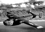 Consolidated PB2Y Coronado in flight, 1944 to 1945. Note the twin tails with shapes similar to the Consolidated B-24 Liberator.