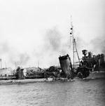 HMS Kelly on the River Tyne in England, United Kingdom after S-Boat damage off the Netherlands, mid-May 1940