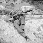 British Home Guard personnel demonstrating the use of an EY rifle with a No. 68 AT grenade, Dorking, Surrey, England, United Kingdom, 3 Aug 1942