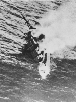 HMS Exeter sinking south of Borneo, Dutch East Indies, 1 Mar 1942, photo 1 of 2