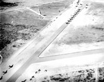 Aerial view of a glider training airstrip in Texas, 1943. Visible are C-47 Skytrain tow planes with Waco CG-4A gliders. Photo 2 of 5