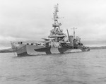 Cruiser USS Salt Lake City laying off the Mare Island Navy Yard, 21 Jun 1944. Note Measure 33, Design 14D paint scheme. 1 of 3.